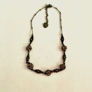 Yoni Z rhinestone and marcasite flower necklace